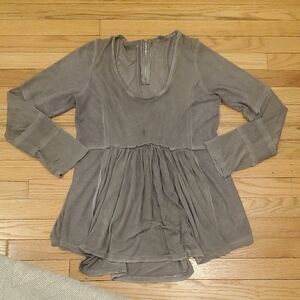 POL Women's Thermal Waffle Gray Long Sleeve Top